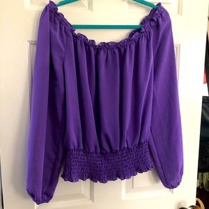 Michael Kors Purple Satin Off Shoulder Top